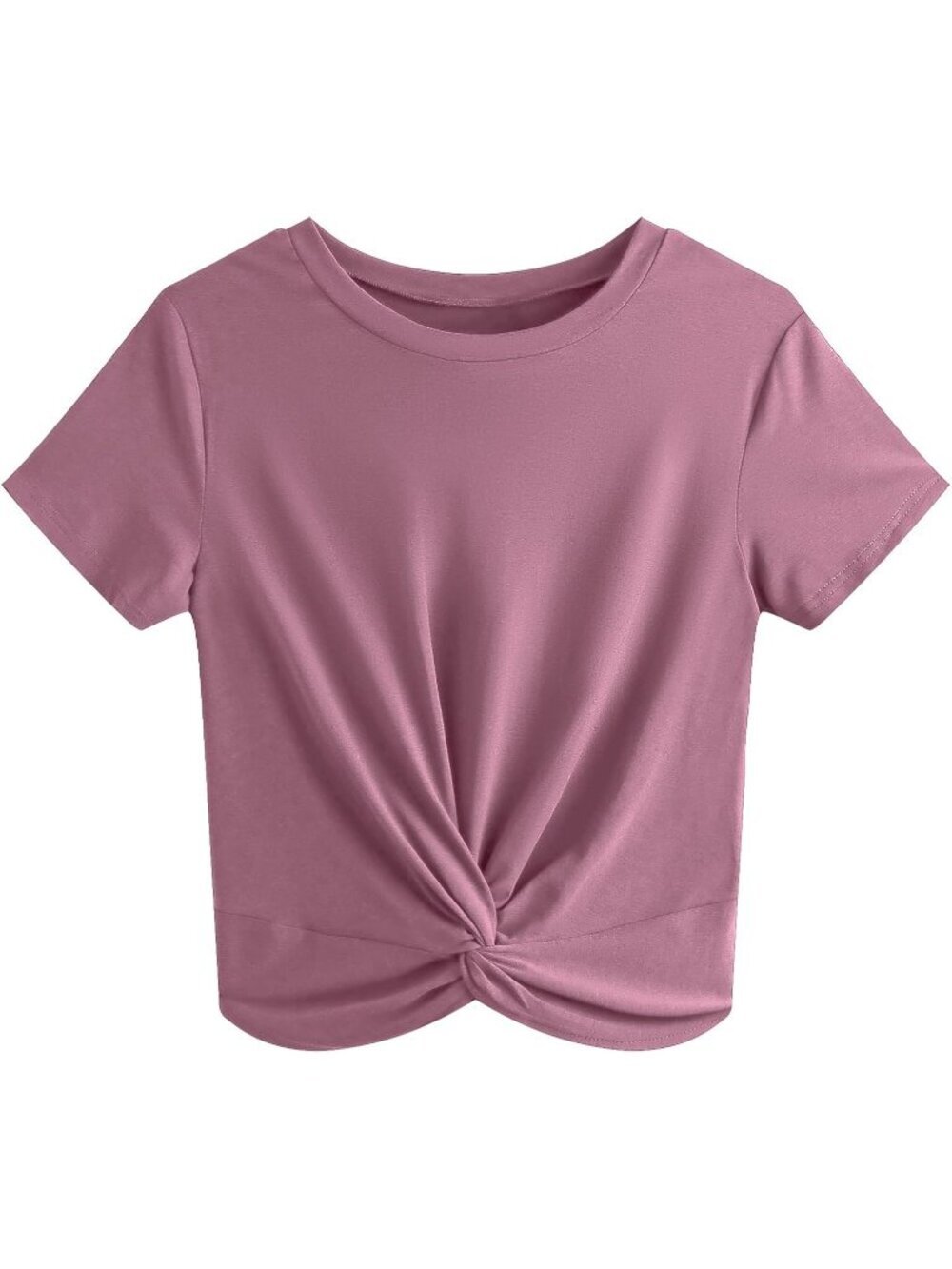 Women's T Shirt Purple Summer Causal Short Sleeves Blouse Round Neck Crop Tops